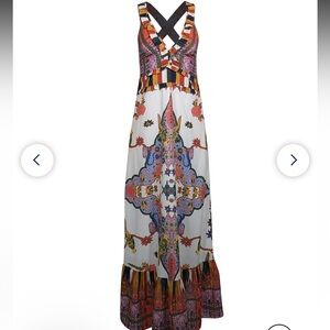 Cleobella - White w/ Multicolor Mixed Print Cross Back Maxi Dress Sz S